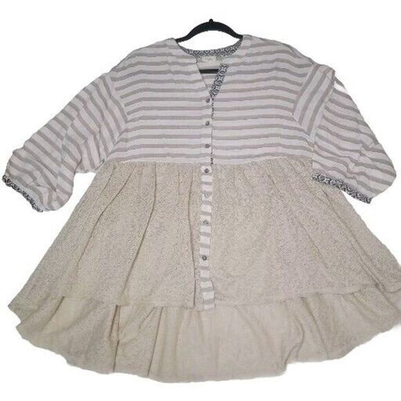 Hyku Top Blouse Womens Small Tiered Boho Bell Sleeve Babydoll Flowy Oversized - Picture 1 of 14